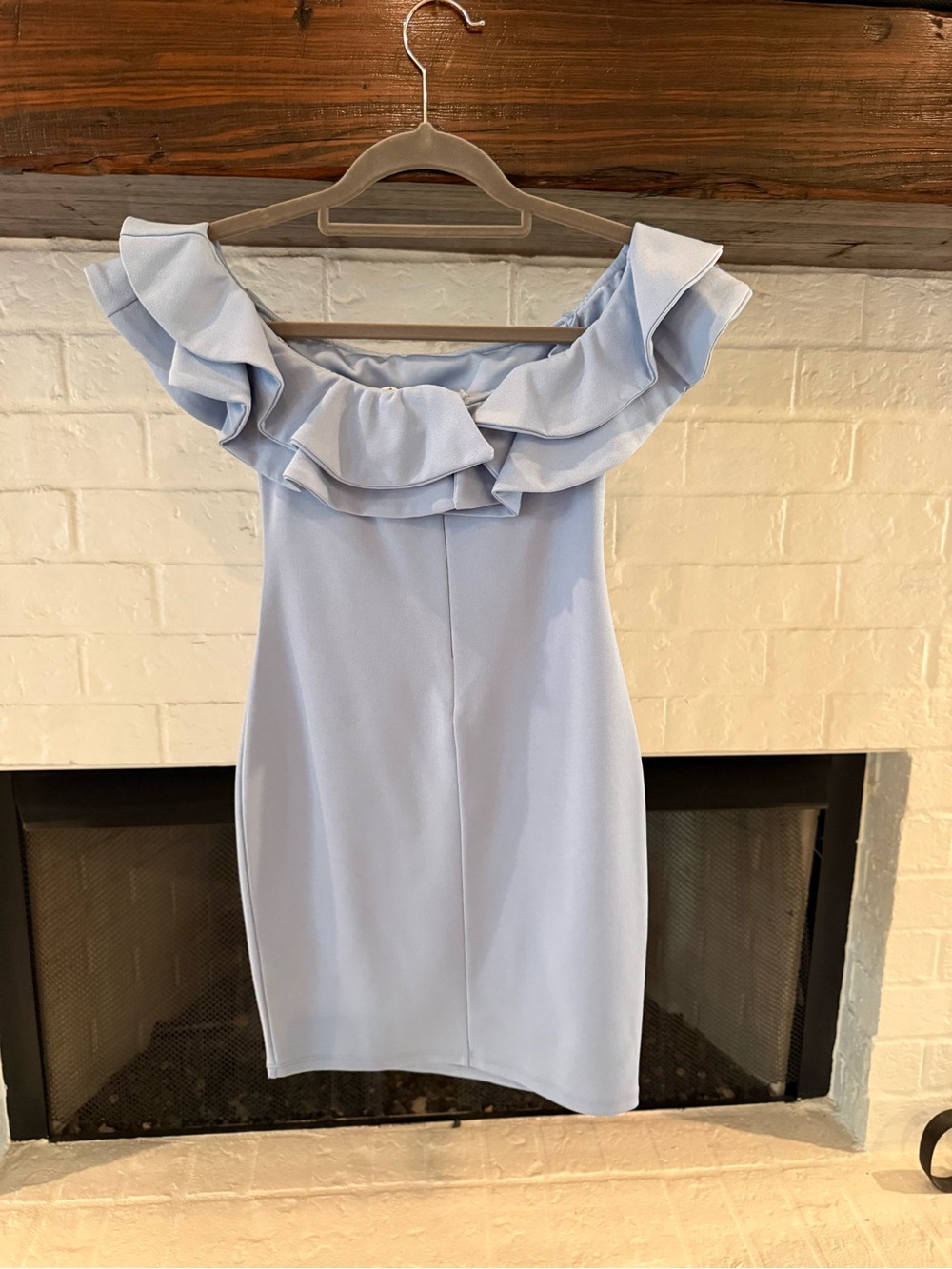 Style Rack Light Blue One-Shoulder Ruffle Bodycon Dress - Picture 2 of 3